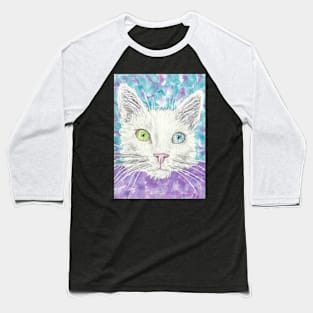 white cat  face blue and  green eyes Baseball T-Shirt